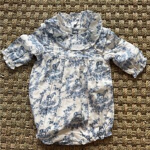 Janie and Jack Blue and White Floral Toile Dress